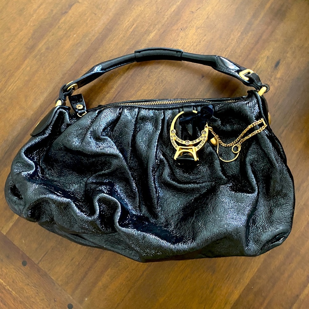 Authentic Juicy Couture shiny black hobo bag